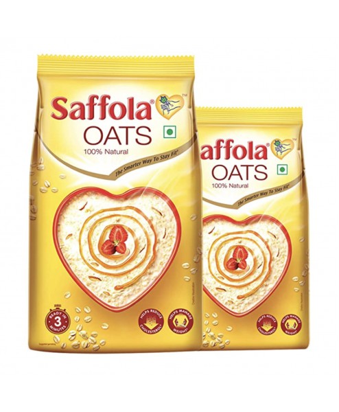 Saffola Oats - Rolled Oats - Delicious Creamy Oats - High Protein & Fibre - Healthy Cereal - 1Kg with 400g Free 