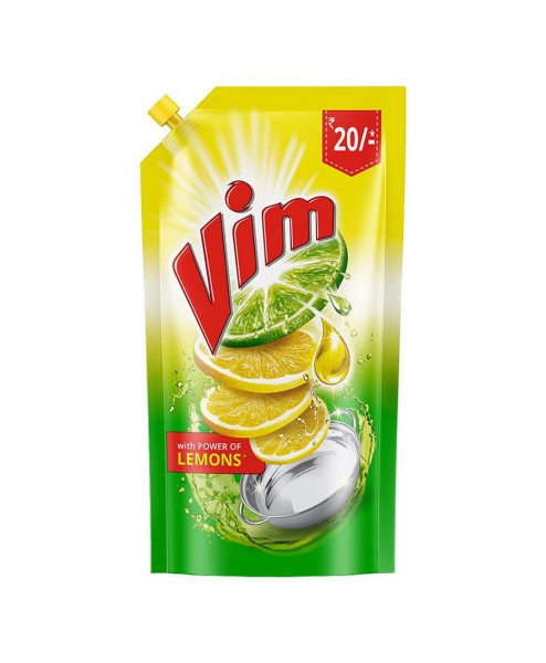 Vim Dishwash Liquid Gel Lemon, 145 ml Refill Pouch 