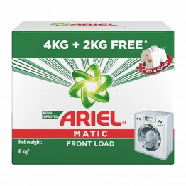 Ariel Matic Front Load Detergent Washing Powder, 4 kg with Free Detergent Powder, 2 kg