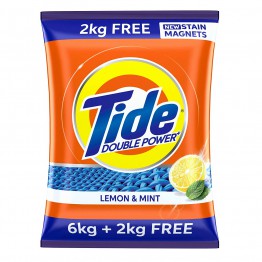 Tide Plus Double Power Detergent Washing Powder Lemon & Mint, 6kg + 2kg Free