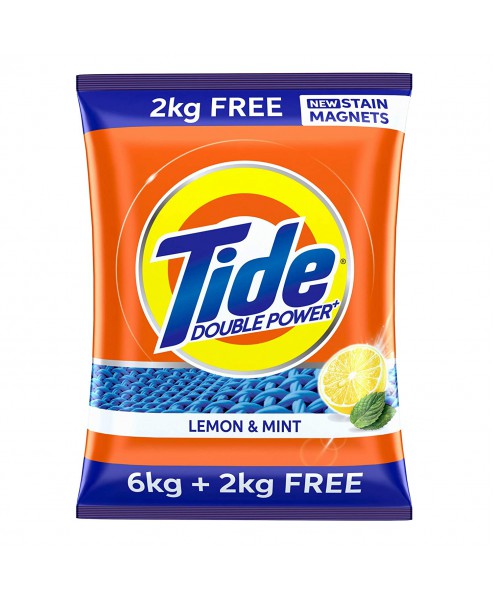  Tide Plus Double Power Detergent Washing Powder Lemon & Mint, 6kg + 2kg Free