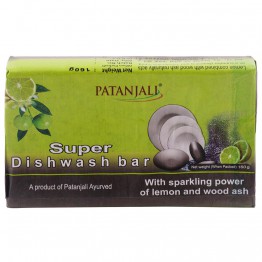 Patanjali Lemon & Wood Ash Super Dishwash Bar, 160 g