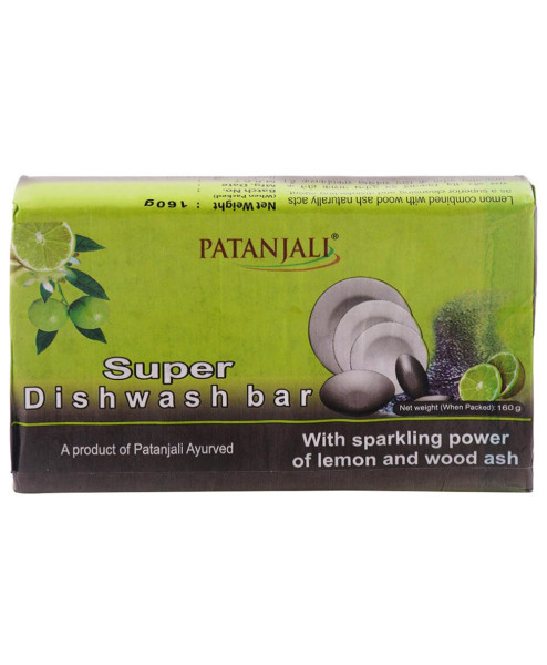 Patanjali Lemon & Wood Ash Super Dishwash Bar, 160 g