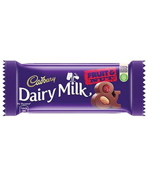 Cadbury Dairy Milk Fruit & Nut Chocolate Bar, 36 gm
